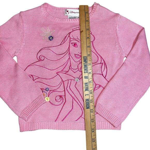 Disney Store Y2K Princess Aurora Sleeping Beauty sweater embroidered girls 2/3 - Picture 4 of 5